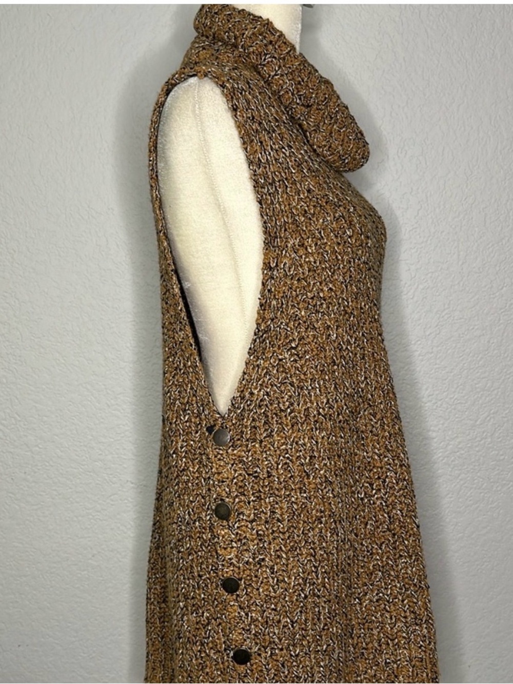 Free People Valentina Sleeveless Tunic Sweater Brown Combo Size XS - Picture 6 of 15